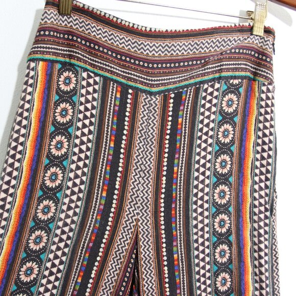 Farm Rio for Anthropologie Satin Wide-Leg Pants Black Stripe Geo Print Size XS - Picture 3 of 14